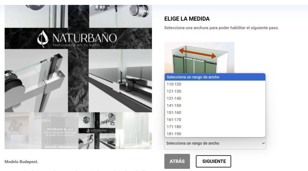 configurador de mamparas a medida con medidas exactas