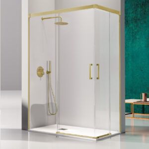 MAMPARA DE DUCHA ANGULAR 2 FIJOS + 2 CORREDERAS MODELO GLASÉ