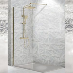 MAMPARA FRONTAL FIJA ORO CEPILLADO MODELO FRESH