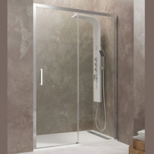 MAMPARA DUCHA FRONTAL CROMO 1 FIJO + 1 CORREDERA MODELO AKTUAL