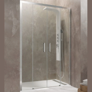 MAMPARA DUCHA FRONTAL CROMO 2 FIJOS + 2 CORREDERAS MODELO AKTUAL SPAZIO
