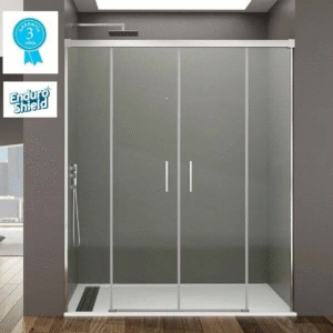 MAMPARA DUCHA FRONTAL CROMO 2 FIJOS + 2 CORREDERAS MODELO BASIC SPAZIO