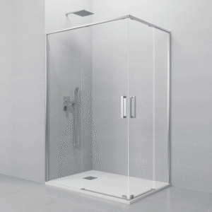 MAMPARA DUCHA ANGULAR CROMO 2 FIJOS + 2 CORREDERAS MODELO TWENTY