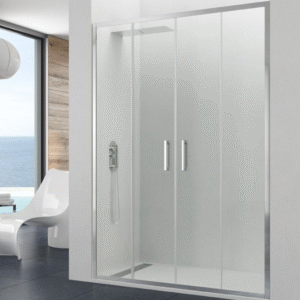 MAMPARA DUCHA FRONTAL CROMO 2 FIJOS + 2 CORREDERAS MODELO PRESTIGE SPAZIO