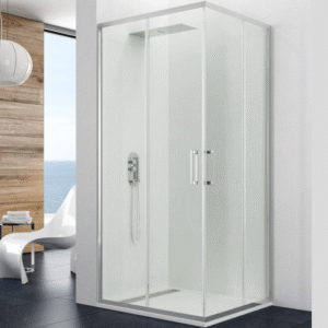 MAMPARA DUCHA ANGULAR CROMO 2 FIJOS + 2 CORREDERAS MODELO PRESTIGE