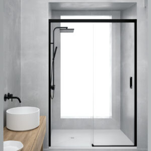 MAMPARA DUCHA NEGRO MATE FRONTAL CORREDERA MODELO PRYMER