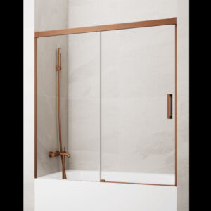MAMPARA DE BAÑERA COBRE CEPILLADO 1 FIJO + 1 CORREDERA MODELO BASIC