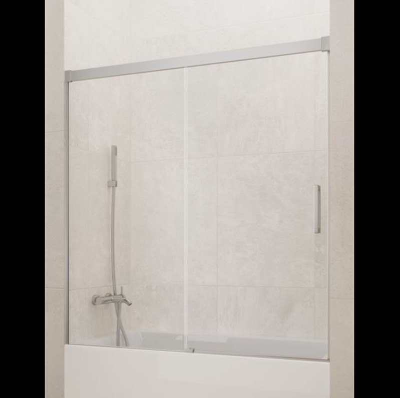 MAMPARA DE BAÑERA CROMO 1 FIJO + 1 CORREDERA MODELO BASIC - Imagen 1
