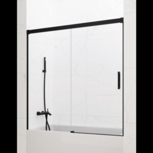 MAMPARA DE BAÑERA NEGRO MATE 1 FIJO + 1 CORREDERA MODELO BASIC