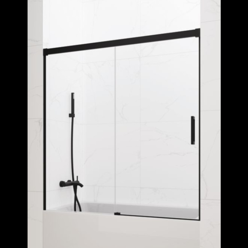 MAMPARA DE BAÑERA NEGRO MATE 1 FIJO + 1 CORREDERA MODELO BASIC - Imagen 1