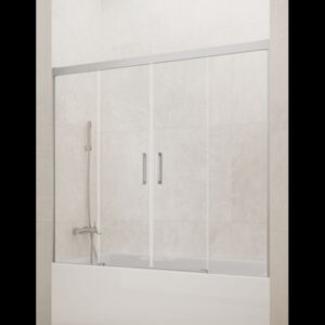 MAMPARA DE BAÑERA CROMO 2 FIJOS + 2 CORREDERAS MODELO BASIC
