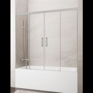 MAMPARA DE BAÑERA NÍQUEL CEPILLADO 2 FIJOS + 2 CORREDERAS MODELO BASIC