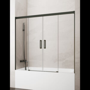 MAMPARA DE BAÑERA TITANIO 2 FIJOS + 2 CORREDERAS MODELO BASIC